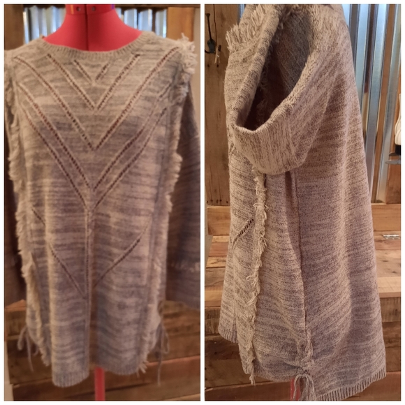 Greig marled fringed sweater tunic M Knox Rose